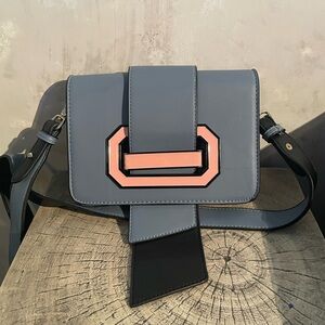 Blue with Pink Accent Crossbody Bag